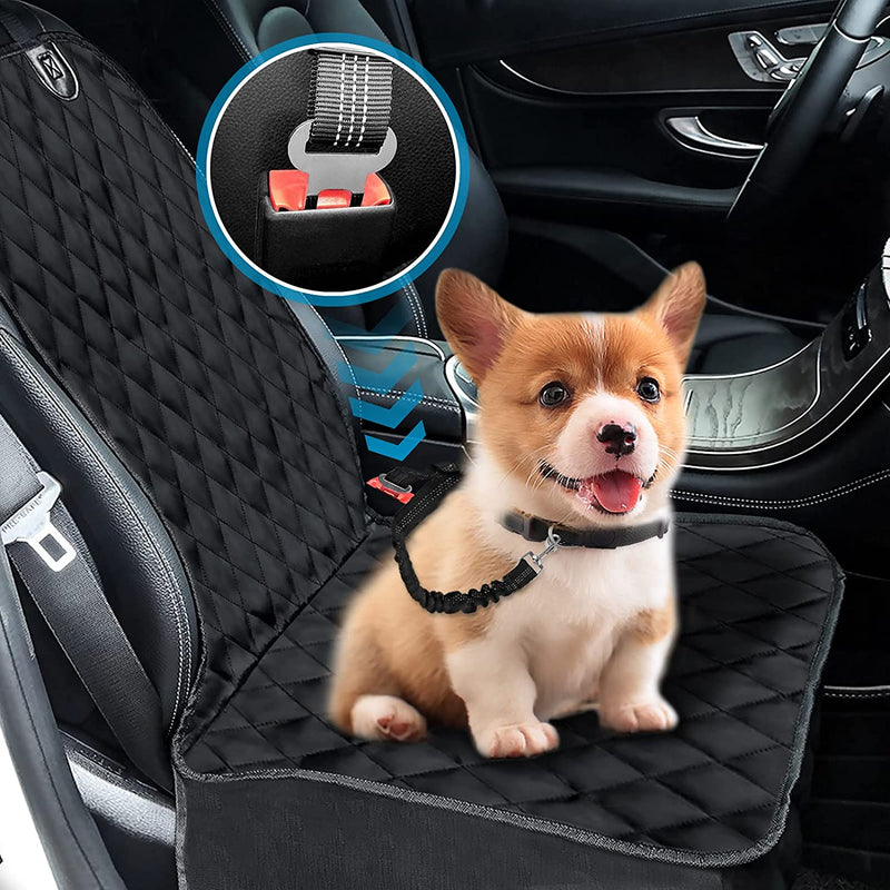 Car Front Seat Cover for Dogs with Dog Safety Belt