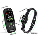 Two items: black Barktec handheld remote with colored display and black adjustable collar with receiver.