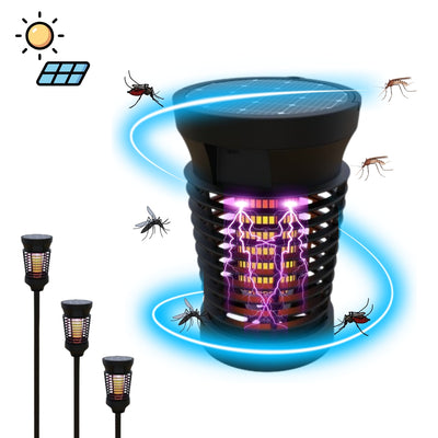 PestGuard Indoor & Outdoor Insect Killer Torch with Electric Grid with Solar Panel 30-50 m2
