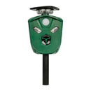 Green solar ultrasonic repeller, 360° animal deterrent for outdoor spaces