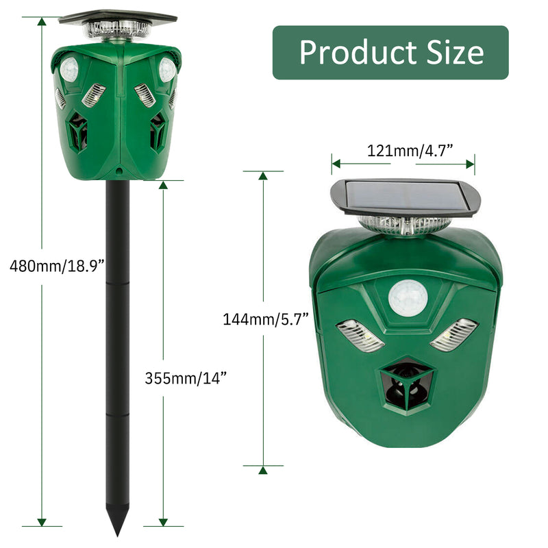 360° Solar Smart Scarecrow Animal Repeller Product Size