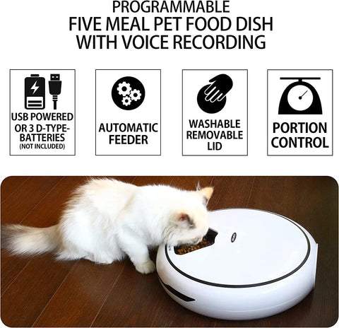 Lentek Programmable Five Meal Pet Dish With Voice Message