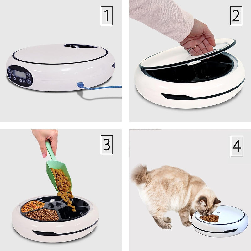 Lentek Programmable Five Meal Pet Dish With Voice Message