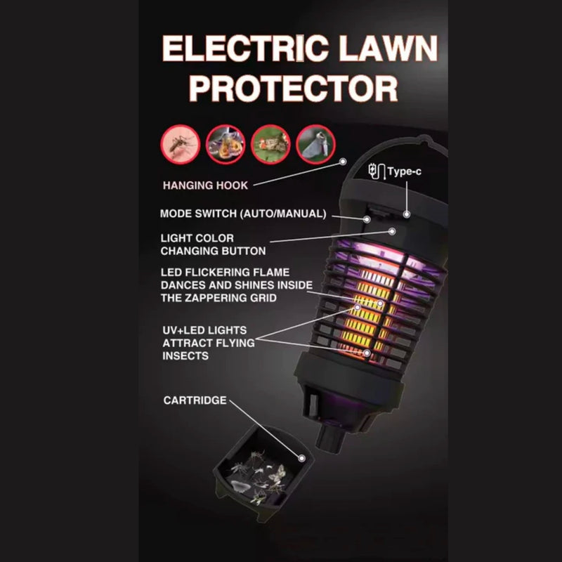 PestGuard Indoor & Outdoor Insect Killer Torch with Electric Grid with Solar Panel 30-50 m2