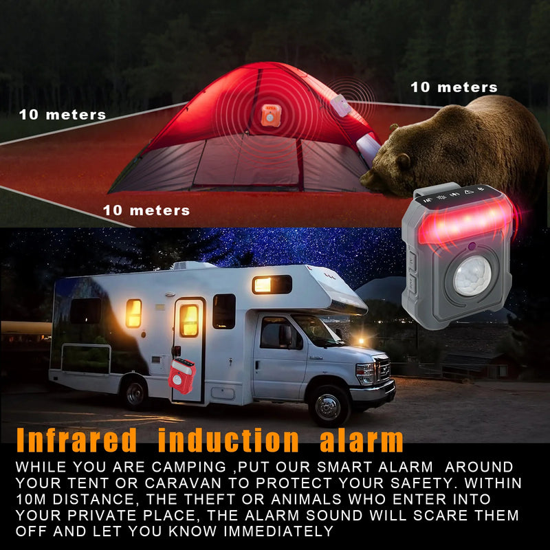 Personal Alarm emitting a loud siren and flashing light, designed for emergency alert situations