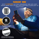Person using phone while the 7-in-1 Multi-Functional Personal Alarm is attached on his head with flashlight mode on