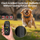 Golden retriever running in grass wearing a black training collar, hand-held black remote visible.