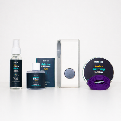 Barktec Dog Calming Ultimate Bundle: Calming diffuser with Refills + Calming collar+ Travel Spray