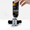 Bottle being refilled by a device with 'Bartec' branding on a white background