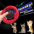 Close-up view of the textured surface on the Ultra Durable Steering Wheel Dog Toy - Provides added grip and chewing satisfaction