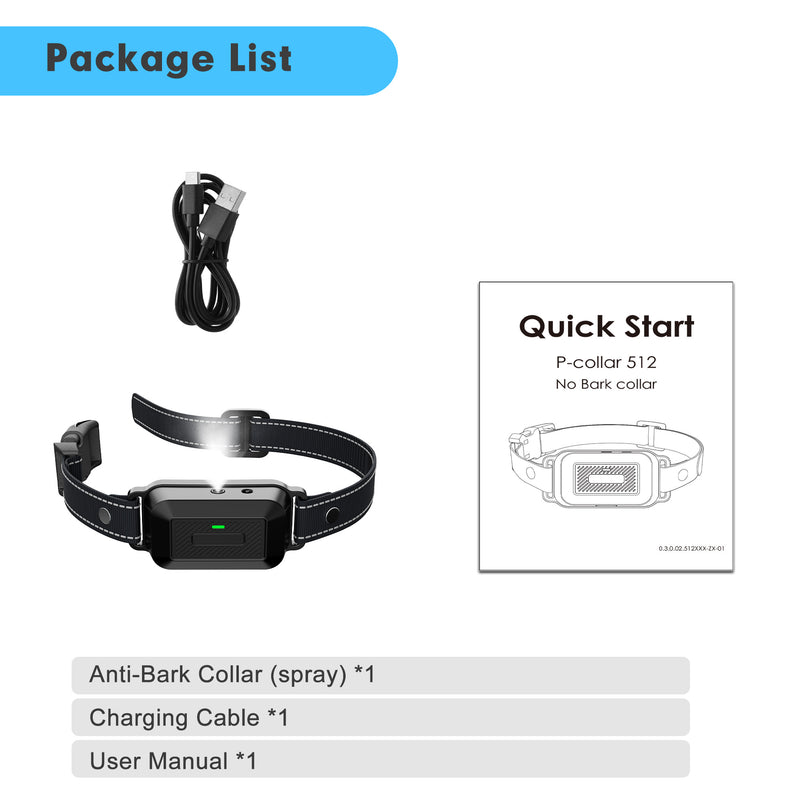 Barktec Rechargeable Sound & Citronella Spray Bark Collar with Refill