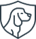 100% Secure Payments icon showing a black and white line drawing of a dog in a shield