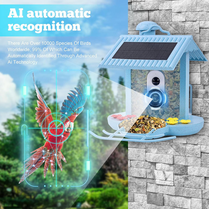 Solar Smart Bird Feeder with Wifi Camera APP Control and Night Vision