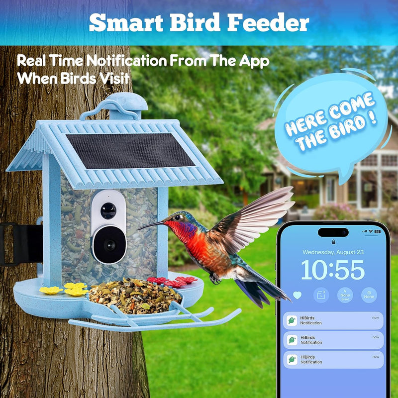 Solar Smart Bird Feeder with Wifi Camera APP Control and Night Vision