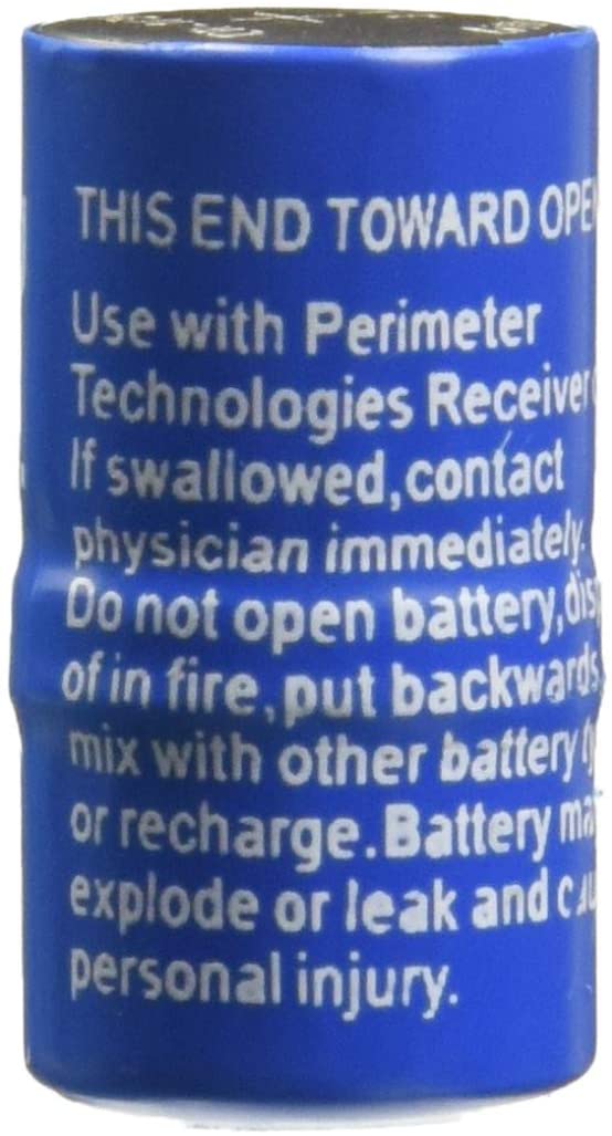back view of Perimeter Technologies PTPRB-003 Perimeter Tech Receiver Battery with wording details