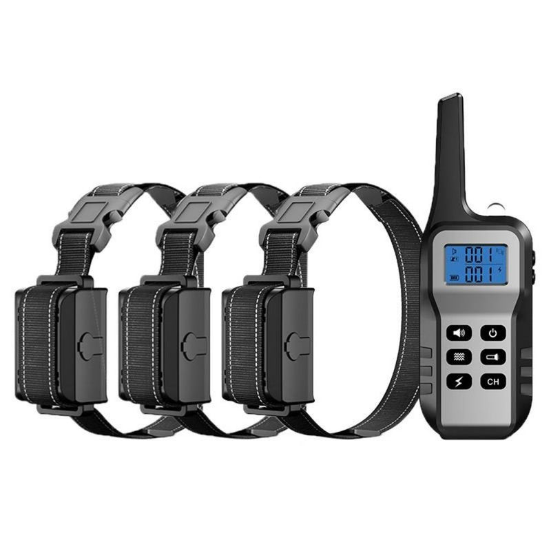 Three Barktec 2-in-1 Anti-Bark Collars with remote control