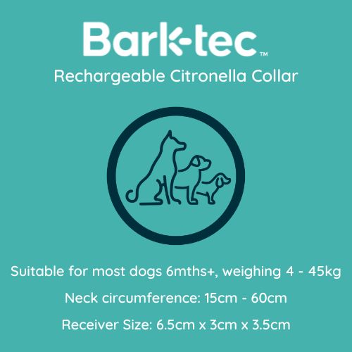 Barktec Rechargeable Citronella Collar Size and suitability guide