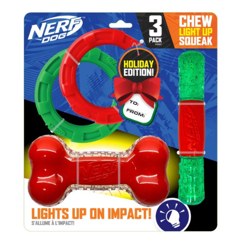 NERF Dog Toy Bone Rings Stick Gift Set