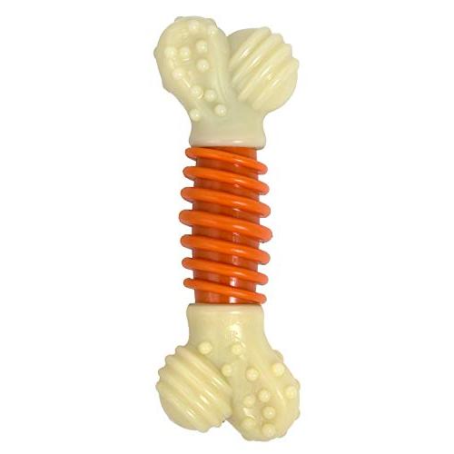 Orange and cream Nylabone puppy pro action dental chew toy