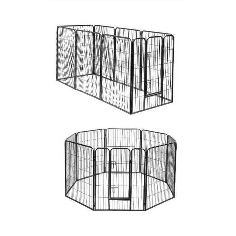 Dog Playpen 8 Panel 80cm x 100cm assembled as a rectangle and a circle