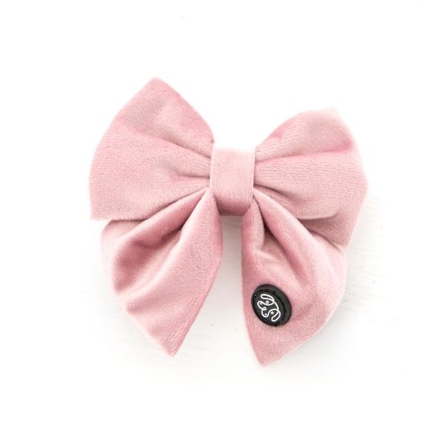 Deluxe Dog Bow Velvet Dusty Pink