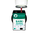 Single BarkTec spray collar unit, green-and-white label with paw prints and a red nozzle under an upside-down can.