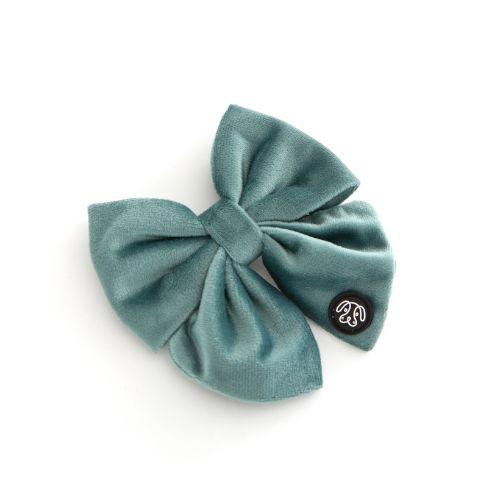 Deluxe Dog Bow Teal Velvet