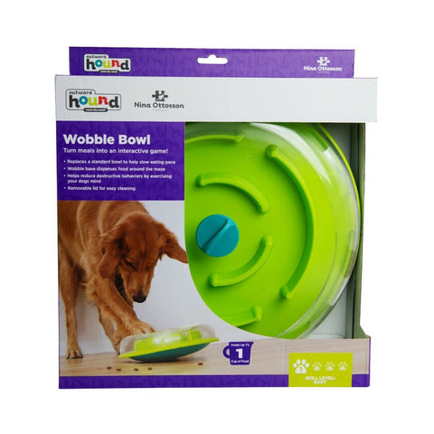Nina Ottosson Wobble Bowl green purple in packaging with dog on front 